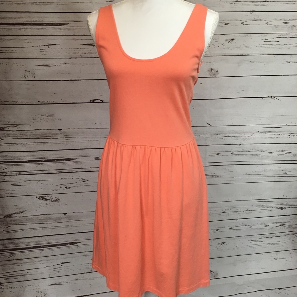 J CREW •  Sm Peach Orange Button Back Dress A line